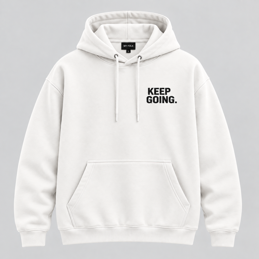Keep Going, White Hoodie